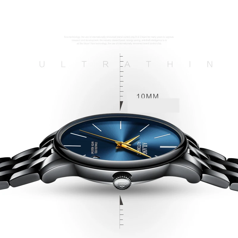 AILANG 2023 אופנה פשוטה כחול חיוג מכאניים שעונים נירוסטה עמיד למים זוהר לוח שבוע אוטומטי Mens שעון