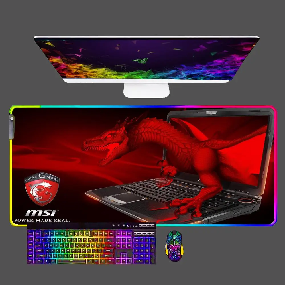 Msi Gaming אביזרים המשחק RGB משטח עכבר Lockedge גדולות מחשב במשרד מקלדת עכבר שילובים LED מחצלת שולחן החלקה Mousepad