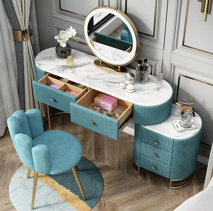 אור יוקרה, תוספות רוח, שולחן הלבשה פשוטה פוסט-מודרנית באינטרנט סלבריטאים נשים של חדר שינה קטן איפור שולחן ארון לאחסון אחד