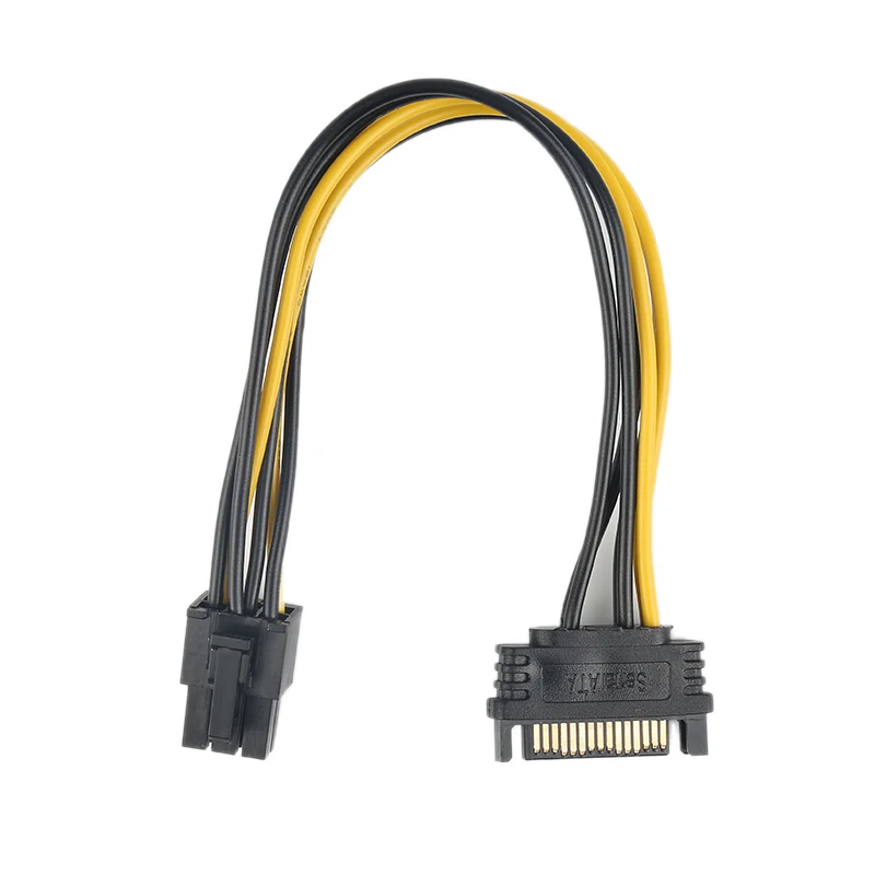 1~20PCS PCI Express 15 Pin 6 Pin SATA כוח, כרטיס מסך אספקת כבל מתאם 20 ס 