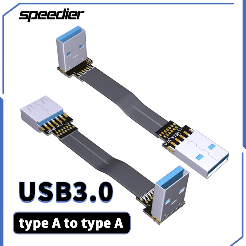כבל USB 3.0 שטוח USB כבל מאריך זכר נקבה כבל נתונים כפול זווית USB3.0 מאריך כבל למחשב הטלוויזיה USB כבל מאריך