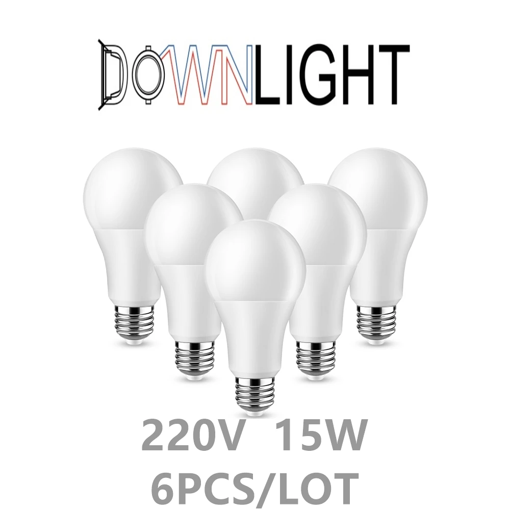 6PCS גבוה כוח LED נורת E27 220V 15W B22 סופר מבריק לבן חם אור מתאים ללמוד, הסלון, המשרד