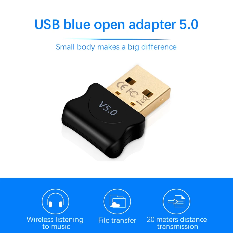 5.0-bluetooth תואם מתאם USB משדר למחשב המחשב קולטן נייד אוזניות אודיו נתונים מדפסת פלאג מקלט