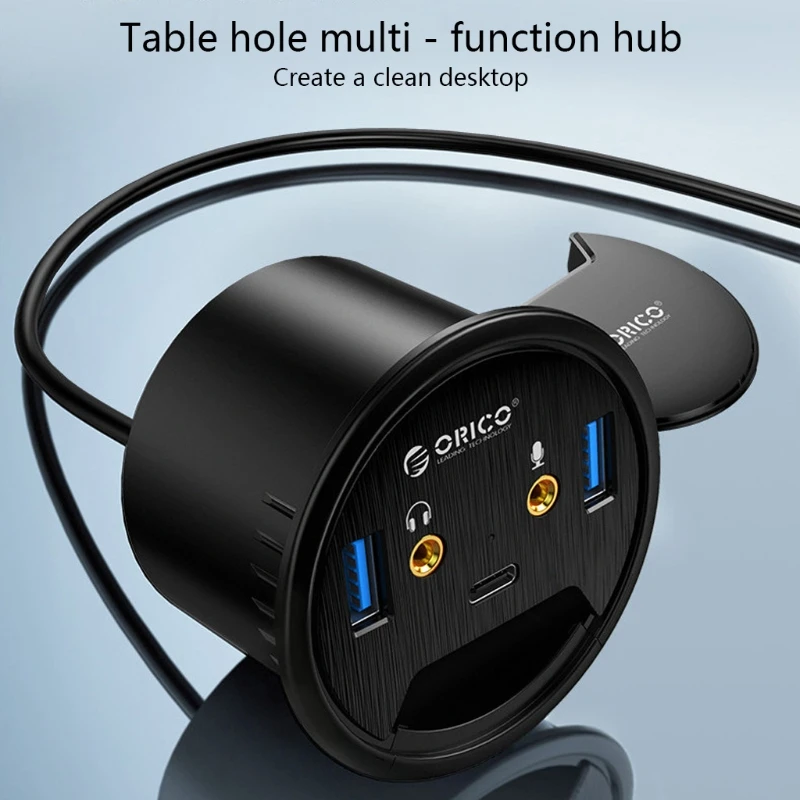 ORICO השולחן 2U1C שולחן העבודה מפצל USB 3.0 HUB עם אוזניות מיקרופון יציאת Type-C ממשק USB מתאם עבור מחשב נייד