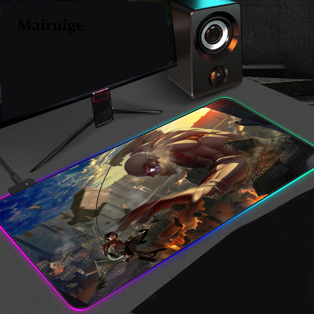 אור LED MIKASA התקפה על טיטאן המשחקים RGB סופר רך גדול מקלדת כיסוי גומי החלקה שטיח מחצלת שולחן משחק מחשב MousePad