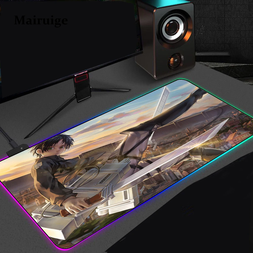 אור LED MIKASA התקפה על טיטאן המשחקים RGB סופר רך גדול מקלדת כיסוי גומי החלקה שטיח מחצלת שולחן משחק מחשב MousePad