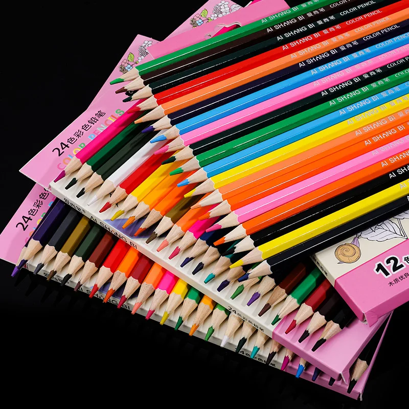 ציור עפרונות צבעוניים לילדים, כלי כתיבה להגדיר 12-24 צבע גרפיטי סקיצה צבעים עפרונות ילדים של אמנות הציור צביעה עט