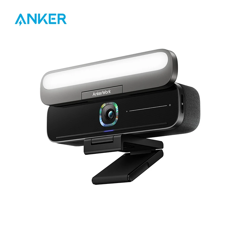 AnkerWork B600 וידאו בר עם 4-in-1 עיצוב 2K קאם עם רמקול מיקרופון אור AI ועידת וידאו מצלמת 2K המחשב קאם עם מיקרופון