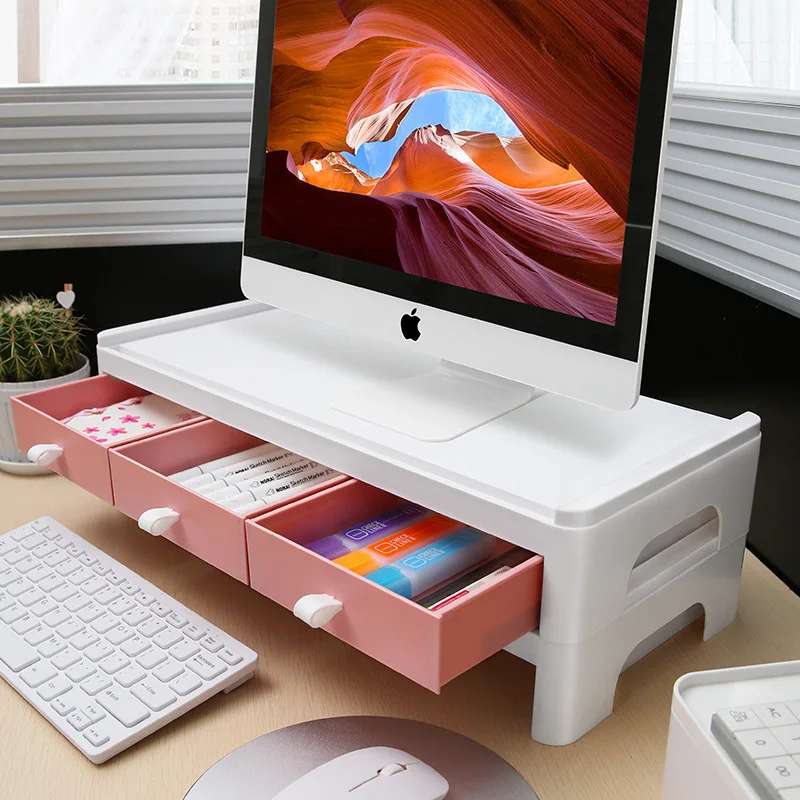 צג ההרכבה המשרד מחשב שולחני בסיס סוגר שולחן העבודה מקלדת אחסון משטח מוגבה אחסון מדף לצג