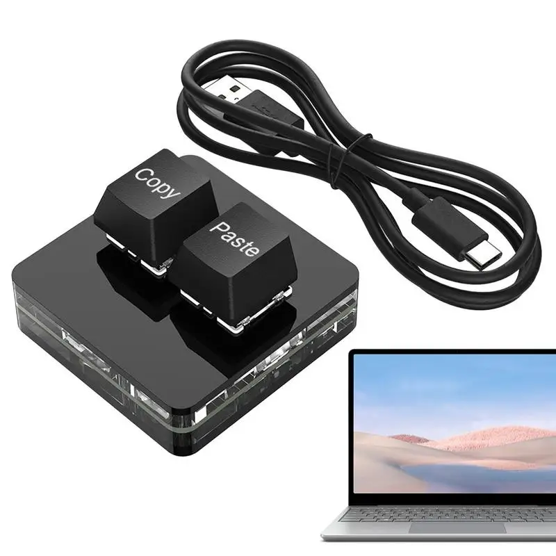 2 מפתח להעתיק ולהדביק מקלדת שחורה & לבן RGB USB קיצור המקשים מכני 2 מקשים על Word Excel, PPT Gaming Keyboard