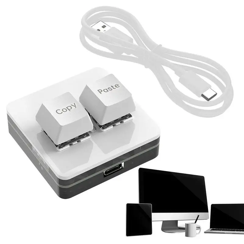 2 מפתח להעתיק ולהדביק מקלדת שחורה & לבן RGB USB קיצור המקשים מכני 2 מקשים על Word Excel, PPT Gaming Keyboard