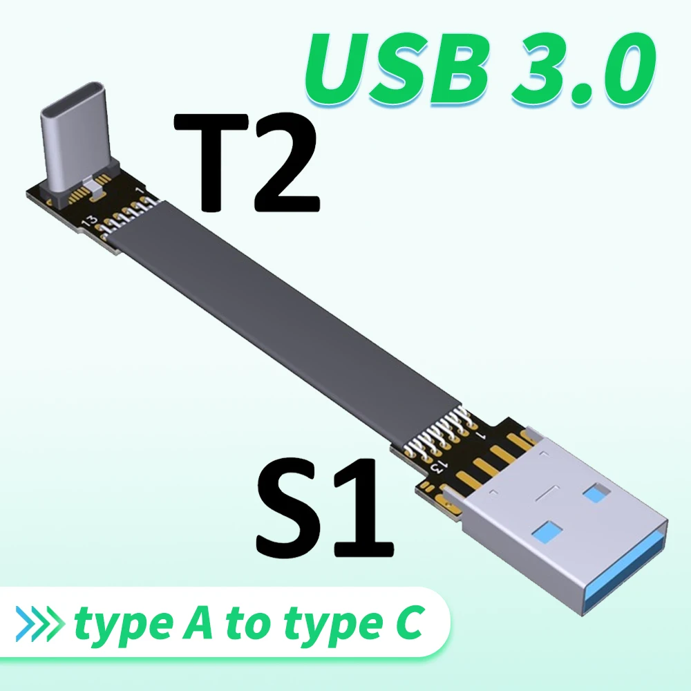 3.0 USB מסוג A זכר ל-USB3.סוג 1-C זכר למעלה/למטה זווית נתונים USB סינכרון כבל הטעינה מסוג C כבל מחבר מתאם FPC FPV שטוח