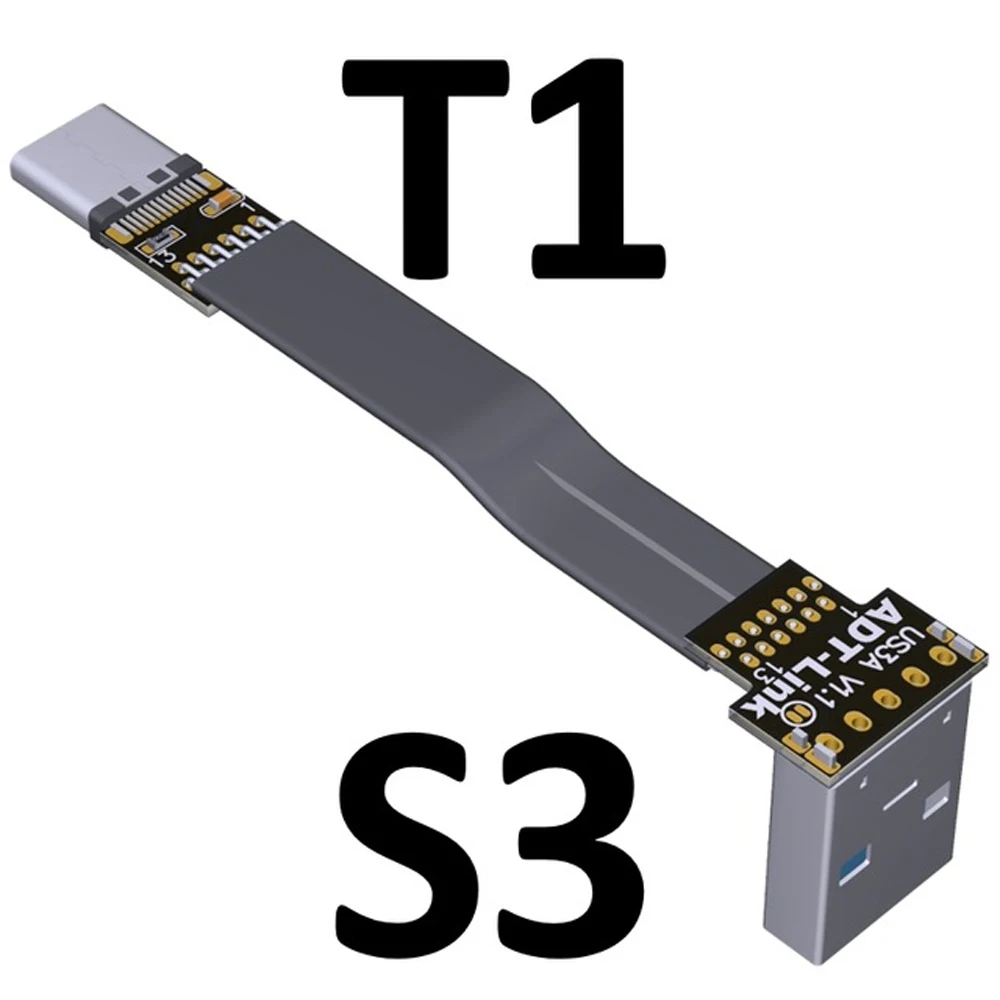 3.0 USB מסוג A זכר ל-USB3.סוג 1-C זכר למעלה/למטה זווית נתונים USB סינכרון כבל הטעינה מסוג C כבל מחבר מתאם FPC FPV שטוח