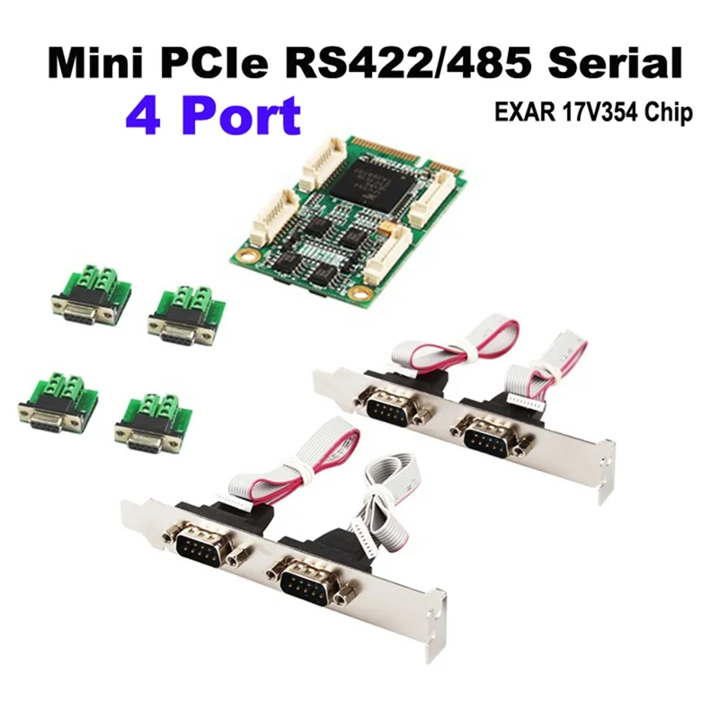 Mini PCIe 4 יציאות RS422 RS485 Db9 Com חצי גודל Mini PCI Express טורית תעשייתי i/O Controller כרטיס