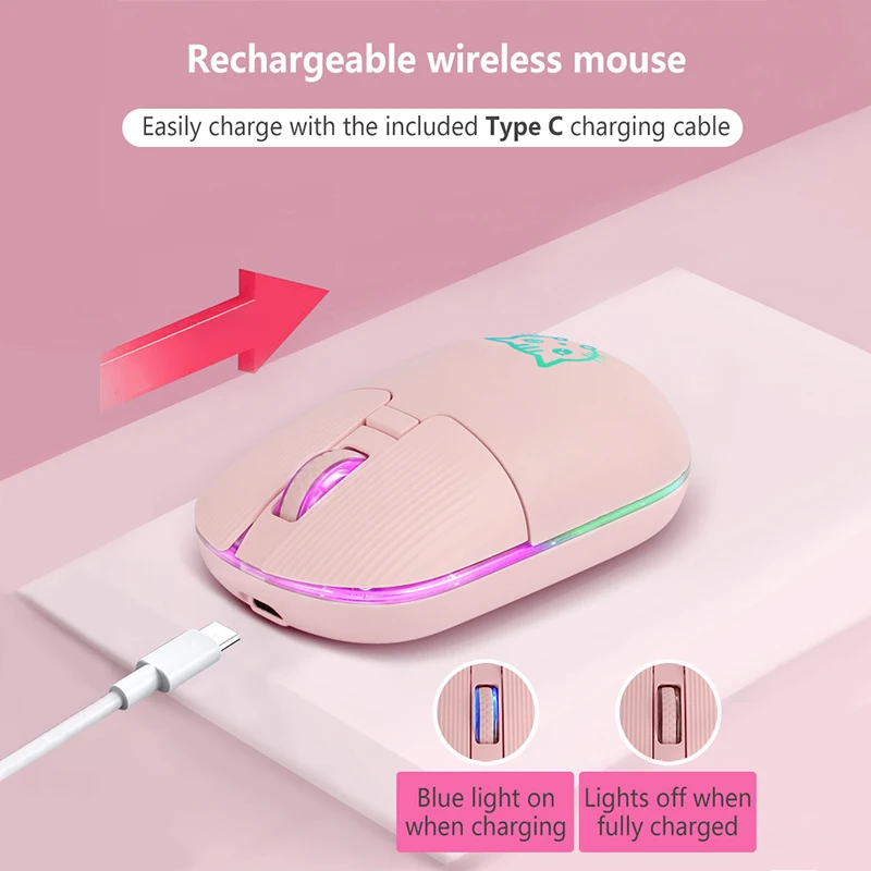 UTHAI HMW-22 חדש RGB 2.4 G Wireless טעינת סוללה מובנית ליתיום העכבר לונה החתולה חיה חמודה עכבר אלחוטי מקלדת