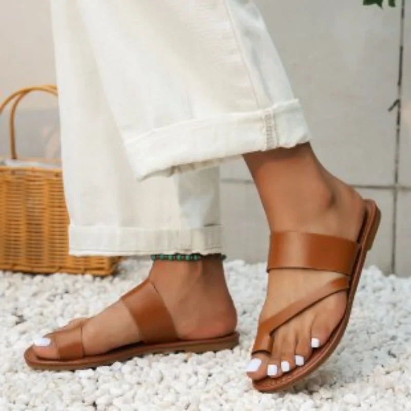 הקיץ מוצק צבע שטוח סנדלי אופנה בוהן פתוח חיצוני נעלי החוף מזדמנים נעלי נשים בתוספת גודל פאטוס דה Mujer שקופיות