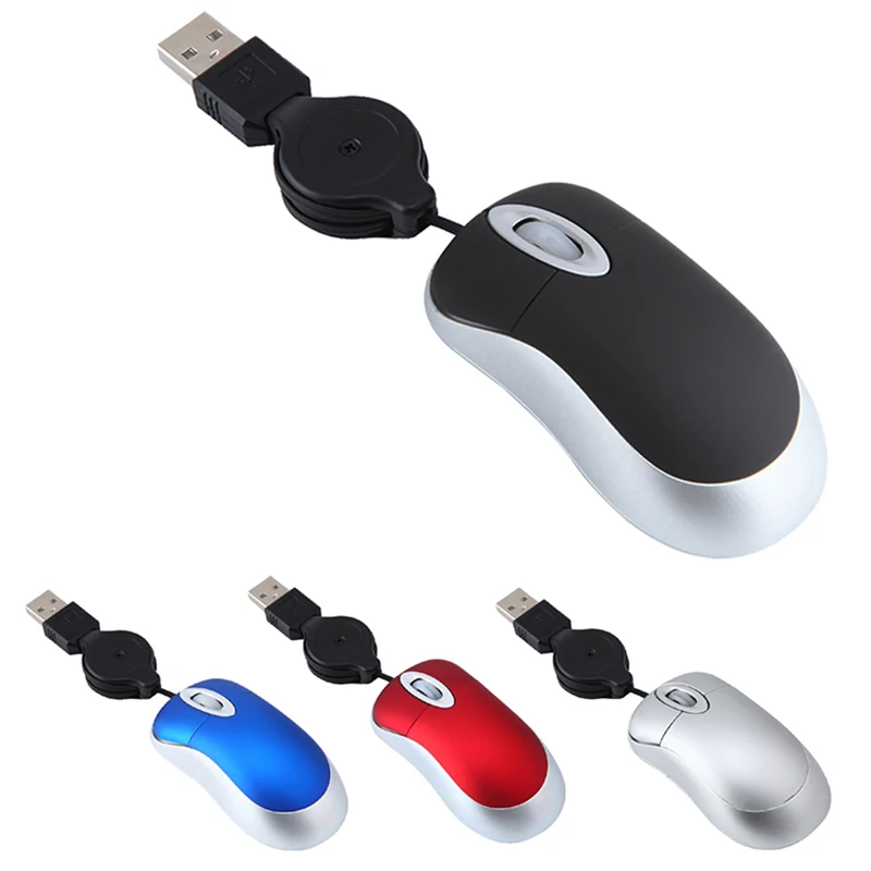 Mini USB Wired עכבר כבל נשלף קטן קטן בעכבר 1600 DPI אופטי קומפקטי נסיעות עכברים עבור Windows 98 2000 XP Ve Vista