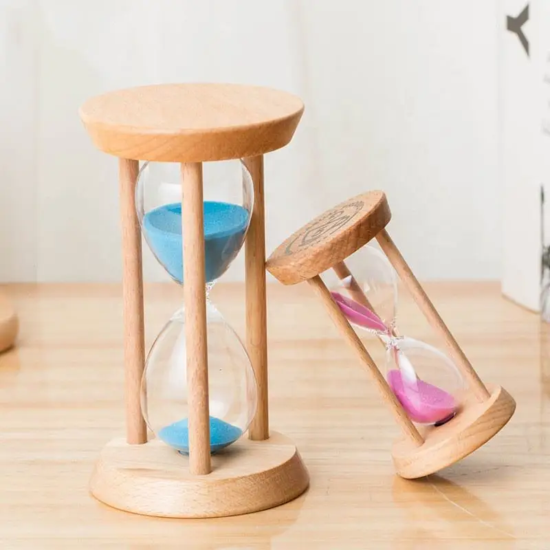 1Pc 3/5 דקות עץ, שעון חול מיני קישוט שולחן העבודה חול שעון יצירתי טיימרים שעון החול, שעון חול מטבח לילדים מתנה