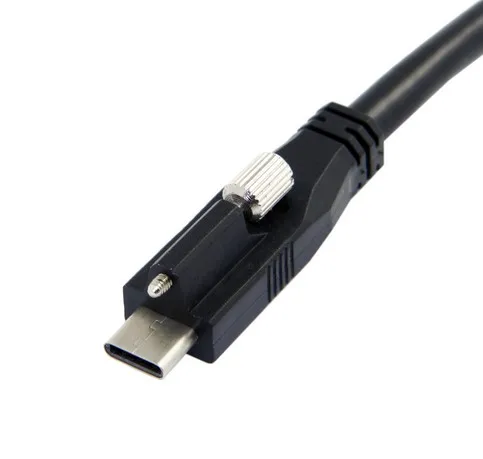 USB-C USB 3.1 Type-C נעילה מחבר תקן USB3.0 כבל נתונים עם לוח הר בורג 1.2 מ'