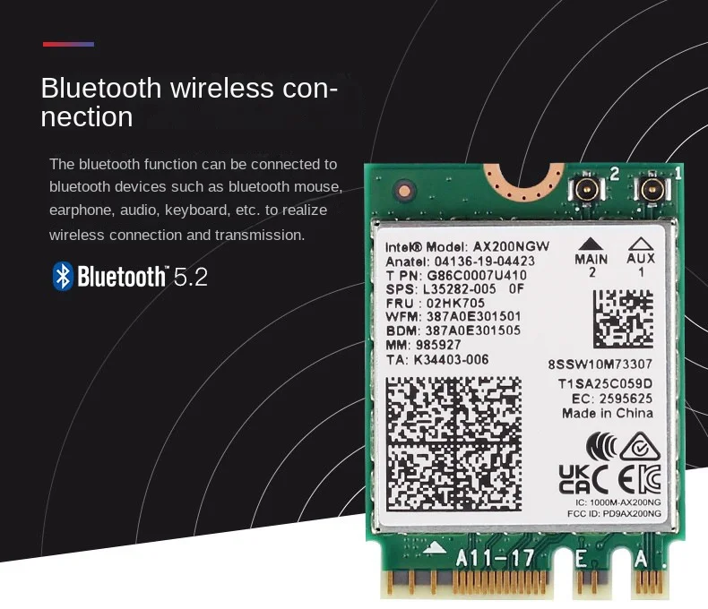 AX210NGW WiFi כרטיס WiFi6E מידע AX210 מודול אלחוטי 6GHz Tri-Band מתאם רשת פנימי Bluetooth 5.3 עבור מחשב נייד. מ. 2/NGFF