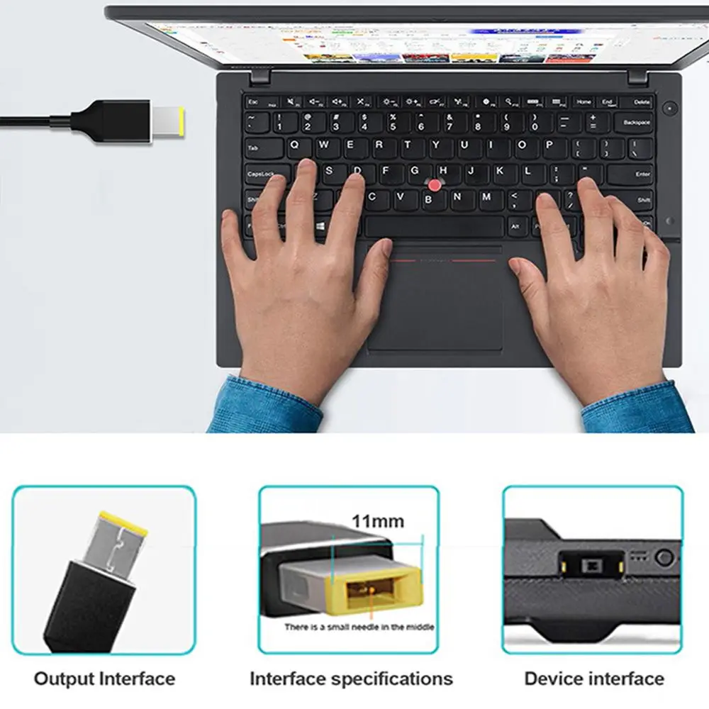 חדש 65w 90w למחשב הנייד 100W Type-C משטרת מטען USB-C ל-USB סלים כיכר קצה כבל חשמל כבל Lenovo Yoga 2 Pro 13 Thinkpad