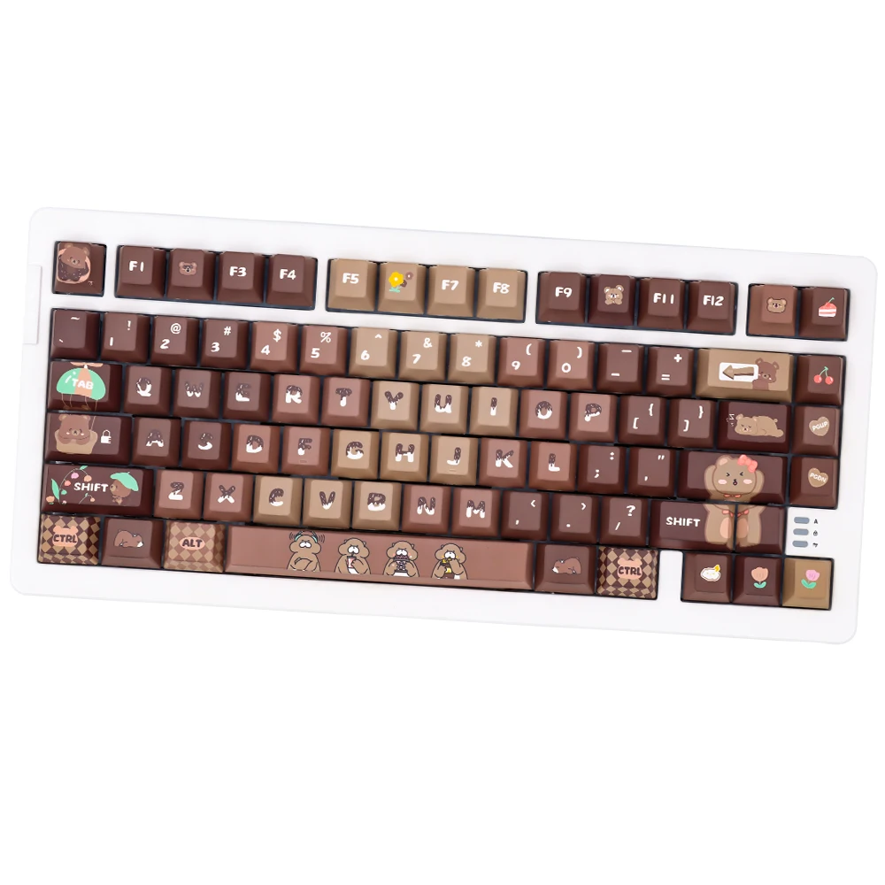 מזל דוב בראון שיפוע Keycaps דובדבן פרופיל עבור MX מתגים MK80 Mechanical Gaming Keyboard מקש Caps מכני מקלדת