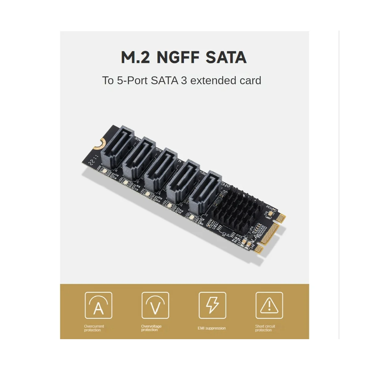 M. 2 NGFF SATA-5 פורט SATA3 הרחבה כרטיס JM582 מאסטר צ ' יפ עם סגסוגת אלומיניום קירור כונן תמיכה חינם SATA PM