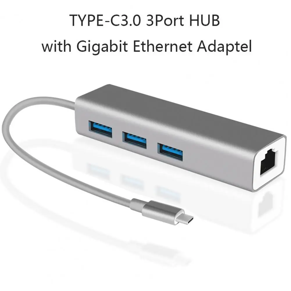 Usb C-Hub עם Gigabit Ethernet, High-speed Usb C רכזת Rj45 Ethernet Adapter מהירות העברת נתונים Multiport רכזת מערכת ההפעלה Mac Os