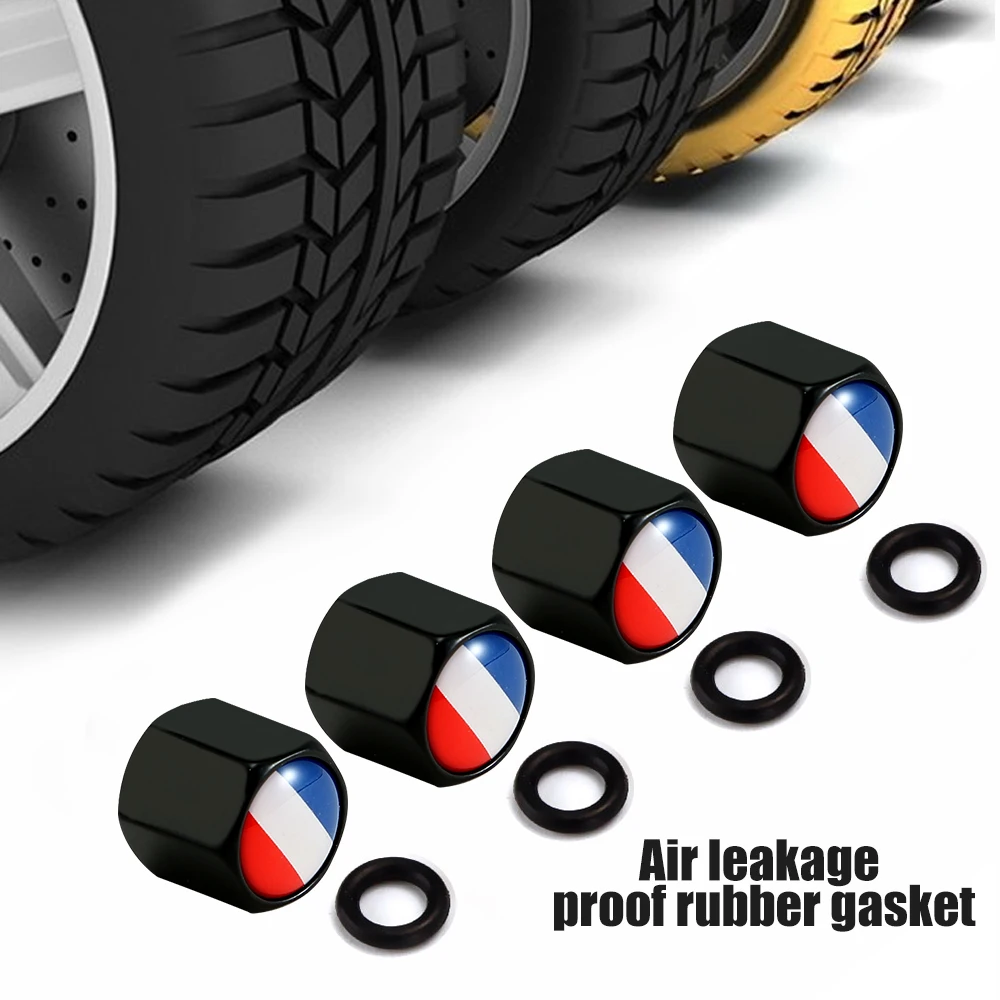 AUTCOAT 4Pcs/סט צרפת דגל אנטי-גניבה כרום גלגל רכב שסתום הצמיג גזע כובעים עבור מכוניות, רכבי שטח, אופניים, אופניים, משאיות, אופנועים