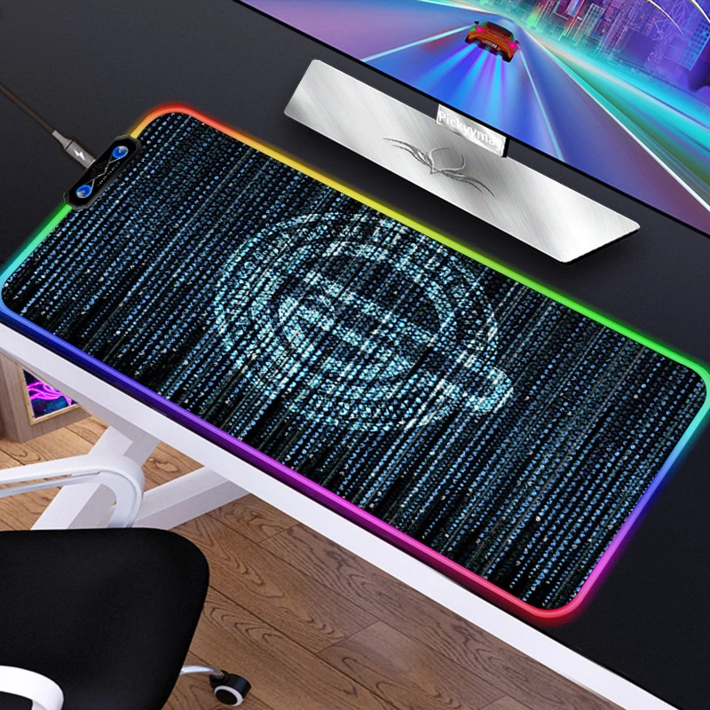 Ghsot במעטפת RGB פדים לעכבר אנימה צבעוני זוהר השולחן משטח XXL אנטי להחליק עמיד למים עכברים משחקים מקלדת משטח LED MousePad