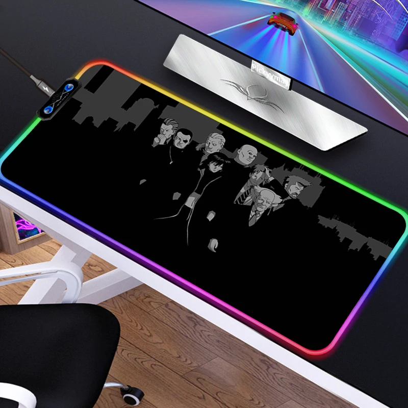 Ghsot במעטפת RGB פדים לעכבר אנימה צבעוני זוהר השולחן משטח XXL אנטי להחליק עמיד למים עכברים משחקים מקלדת משטח LED MousePad