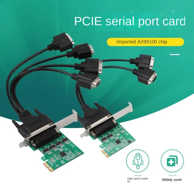 PCI-E טורית כרטיס PCIe 4-מחרוזת 2 מחרוזת-RS232 בקרה תעשייתית 4-port-9-pin הרחבה כרטיס ASIC AX99100