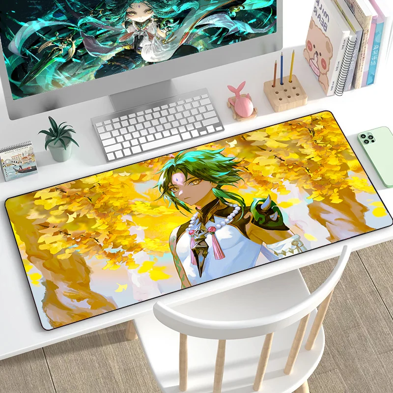 יאי מיקו Genshin השפעה Mousepad Rgb משטח עכבר Xxl אביזרי המשחקים Pc Gamer השולחן מזרן ארון מקלדת מחצלות אנימה שטיח גדול