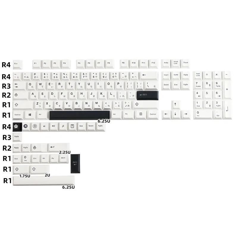 מינימליסטי לבן שחור PBT יפנית Keycaps צבע סובלימציה עבור מכני מקלדת Mx מתג דובדבן פרופיל Keycap מותאם אישית GK61