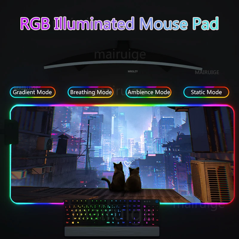 RGB Led אחורית משטח עכבר מגניב סייברפאנק אביזרי המשחקים שטיחים גדולים Mause משטח גיימר XL ניאון מכני מקלדת השולחן מחצלת