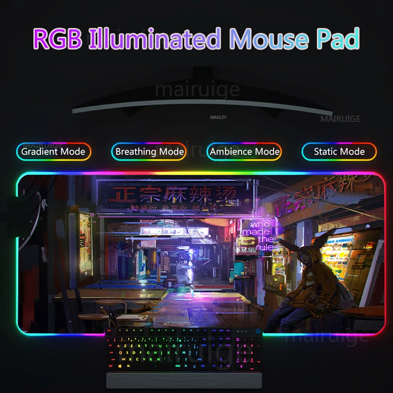 RGB Led אחורית משטח עכבר מגניב סייברפאנק אביזרי המשחקים שטיחים גדולים Mause משטח גיימר XL ניאון מכני מקלדת השולחן מחצלת