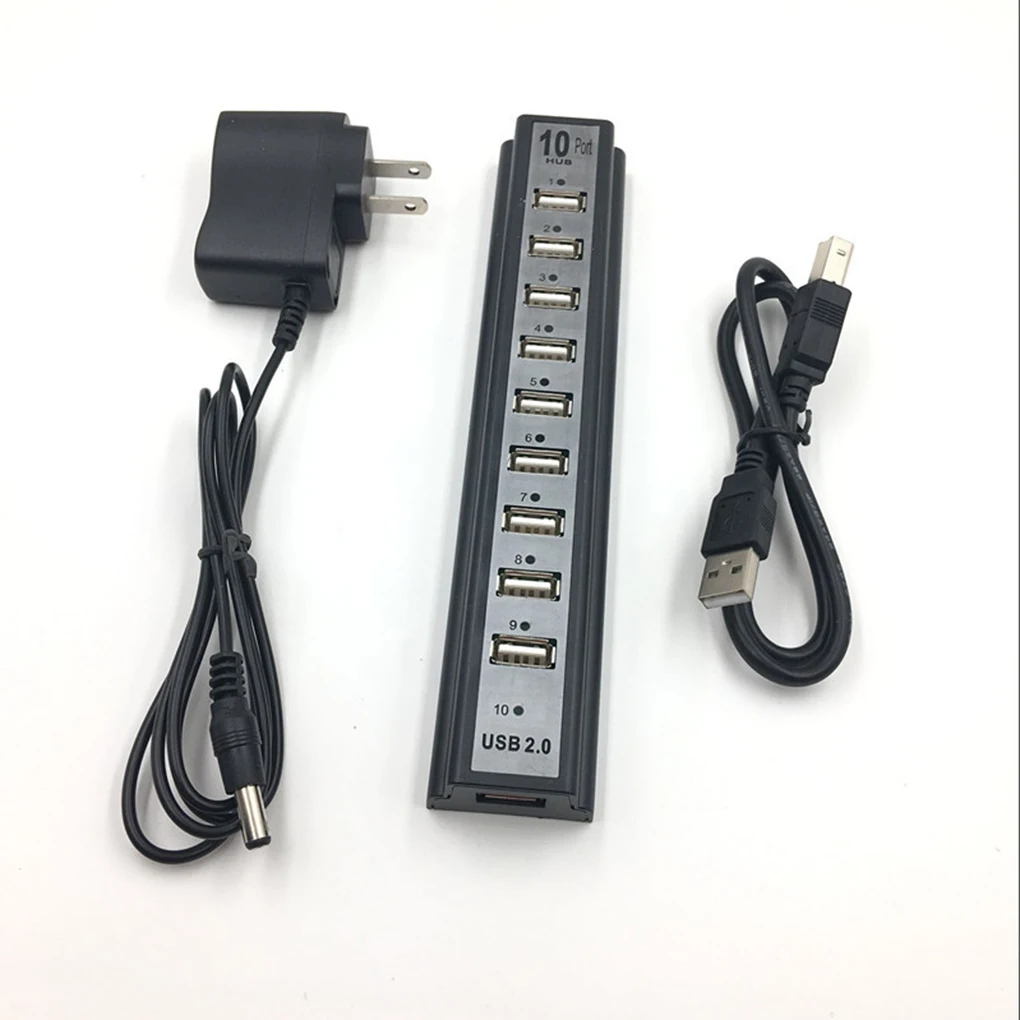 10 יציאות USB 2 0 מפצל Hub המחשב שושנה המרת חשמל מתאם