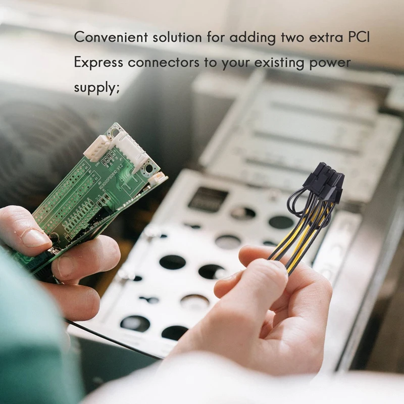 5Pcs 6Pin כדי 2X8pin(6+2) כבלים BTC כורה גרפיקה כרטיס מפצל חשמל כבל PCIE 6Pin כפולה של 8Pin כבל חשמל