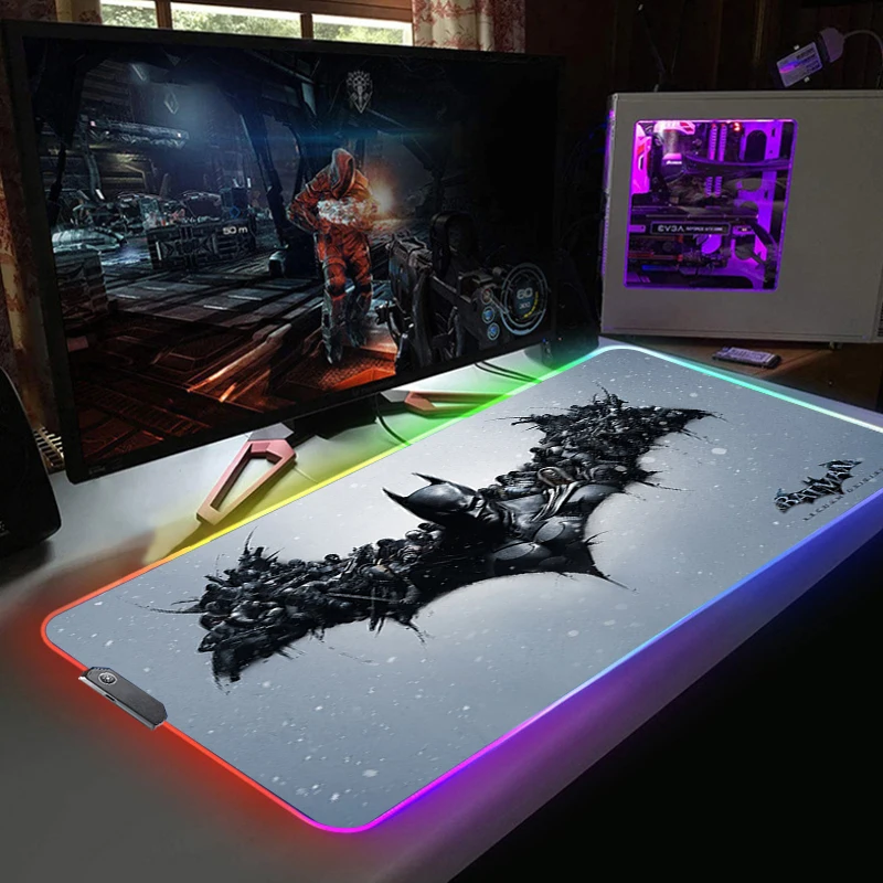 RGB Mause משטח Batmans לוגו מחצלת עכבר גיימר Pc להשלים אביזרי המשחקים מקלדת המחשב השולחן מחצלות Led Backlit Mousepad קווית