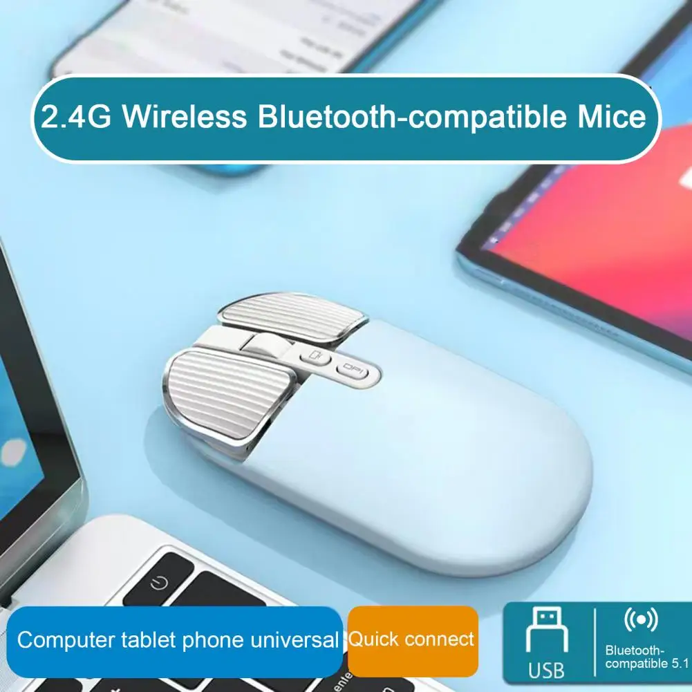 M203 העכבר האלחוטי מצב כפול שקט חיסכון בחשמל DPI מתכוונן 5 כפתורים 2.4 G Bluetooth תואם-עכבר אופטי למחשב