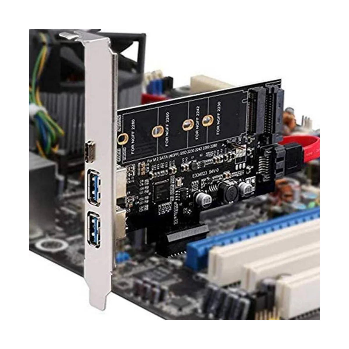 Dual USB 3.0 & Type-C M. 2 PCIe מתאם M2 SSD SATA מקש B כדי PCI-E 3.0 ממיר קמה כרטיס 2280 2260 2242 2230 NGFF