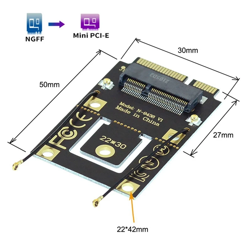 M. 2 NGFF כדי Mini PCI-E (Pcie+USB) מתאם עבור M. 2 Wifi Bluetooth אלחוטית Wlan כרטיס AX200 9260 8265 8260 עבור מחשב נייד