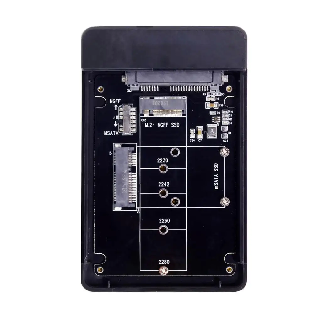 קומבו M. 2 NGFF B-key & mSATA SSD ל-USB Type-C ממיר במקרה מארז עם מתג