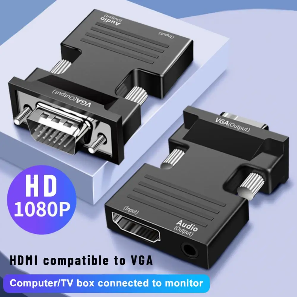 Hd 1080p HDMI תואם ל-Vga מתאם למחשב נייד 1080p HDMI תואם-Vga ל-HDMI תואם וידאו ממיר אודיו