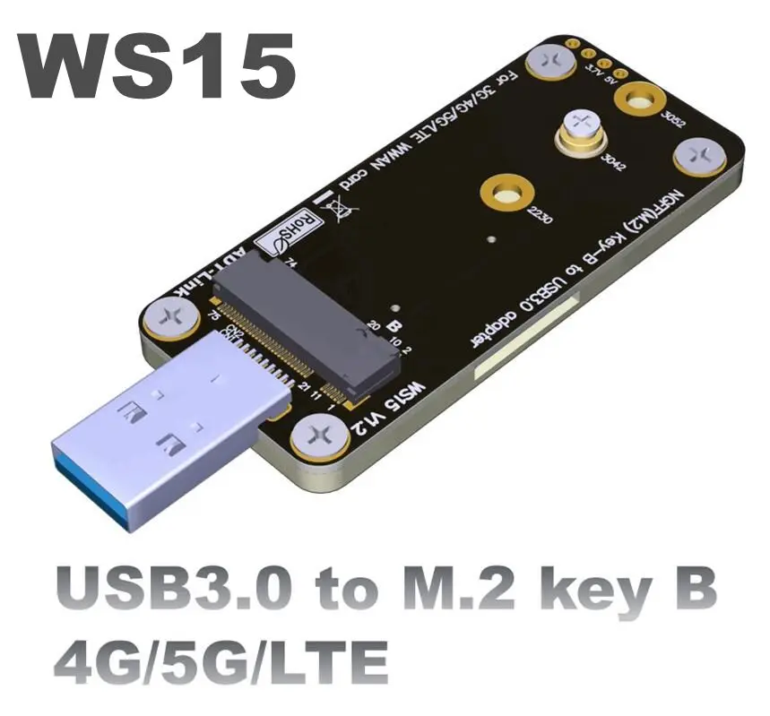 ADT חדש NGFF M. 2 מפתח-B ל-USB3.0 מתאם לוח 4G/5G LTE מודול 3042 3052 WWAN Card גדול Volatge USB2.0 ל-Mini-PCIe כרטיס Riser