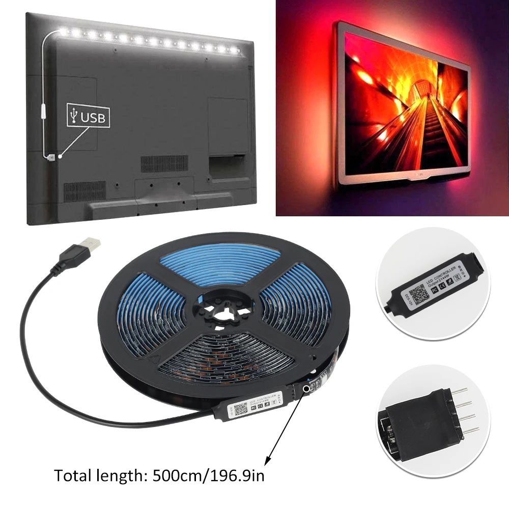 רצועת LED אורות 5 מטר RGB 5050 SMD גמיש סרט DIY אור Led עמיד למים RGB LED אור טלוויזיה LED אחורית קישוט