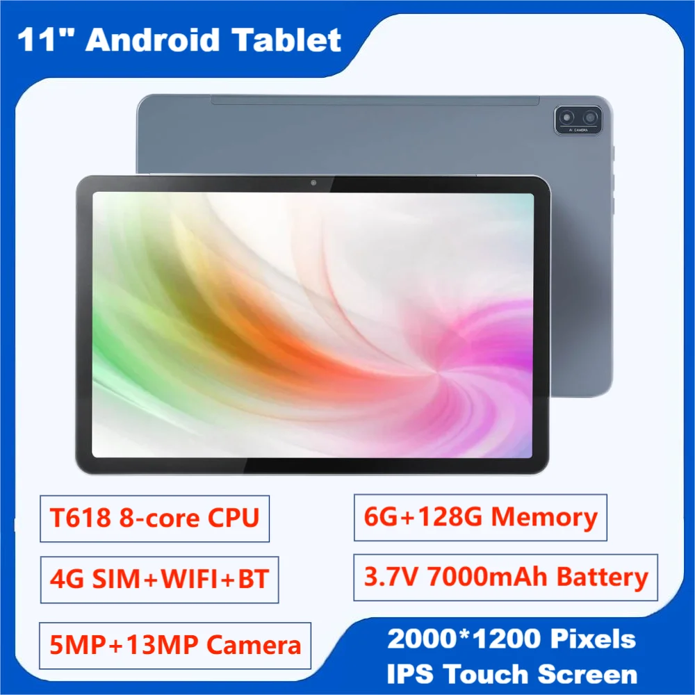 אוקטה-ליבה 11 אינץ אנדרואיד Tablet 4G SIM טבליות עם 6GB RAM 128GB אחסון 2000x1200 תצוגת HD מלאה WIFI Bluetooth Pad PC