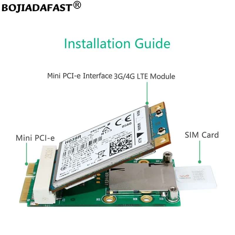 Mini PCI-E 52Pin כדי MPCIe אלחוטי מודול מתאם עם חריץ לכרטיס ה-SIM תומך GSM 3G 4G LTE מודם