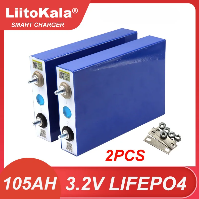 2pcs LiitoKala 3.2 V 105Ah LiFePO4 סוללת ליתיום ברזל phospha DIY 12V 24V אופנוע מכונית חשמלית סולארית מהפך הסירה סוללות