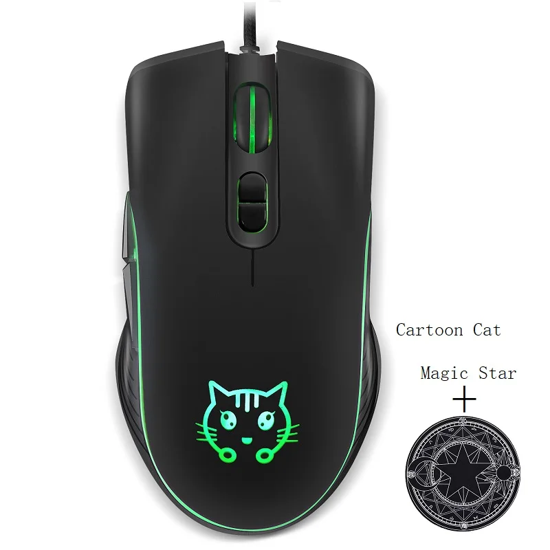 קווי RGB זוהר אילם עכבר מצויר חתול חמוד ורוד עכבר ארגונומי DVR מחמירות USB Wired אופטי עכבר משחקים למחשב נייד